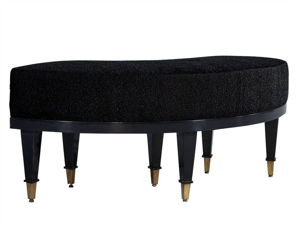 Pair of Vintage Black Lacquer Demilune Benches at 1stDibs