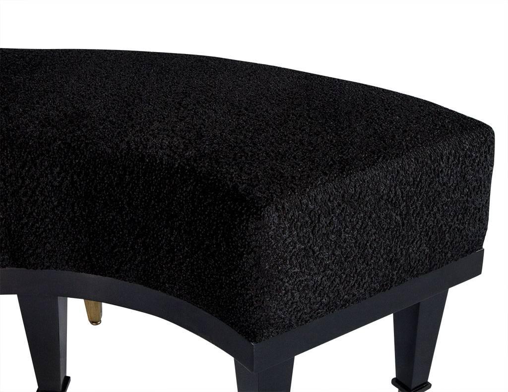Pair of Vintage Black Lacquer Demilune Benches at 1stDibs