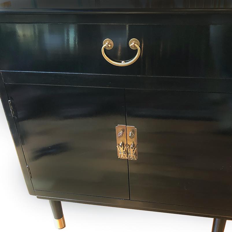 Pair of Vintage Black Lacquered Cabinets For Sale 1