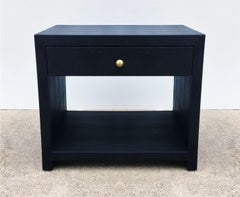 Pair of Vintage Black Shagreen Nightstands/Side Tables