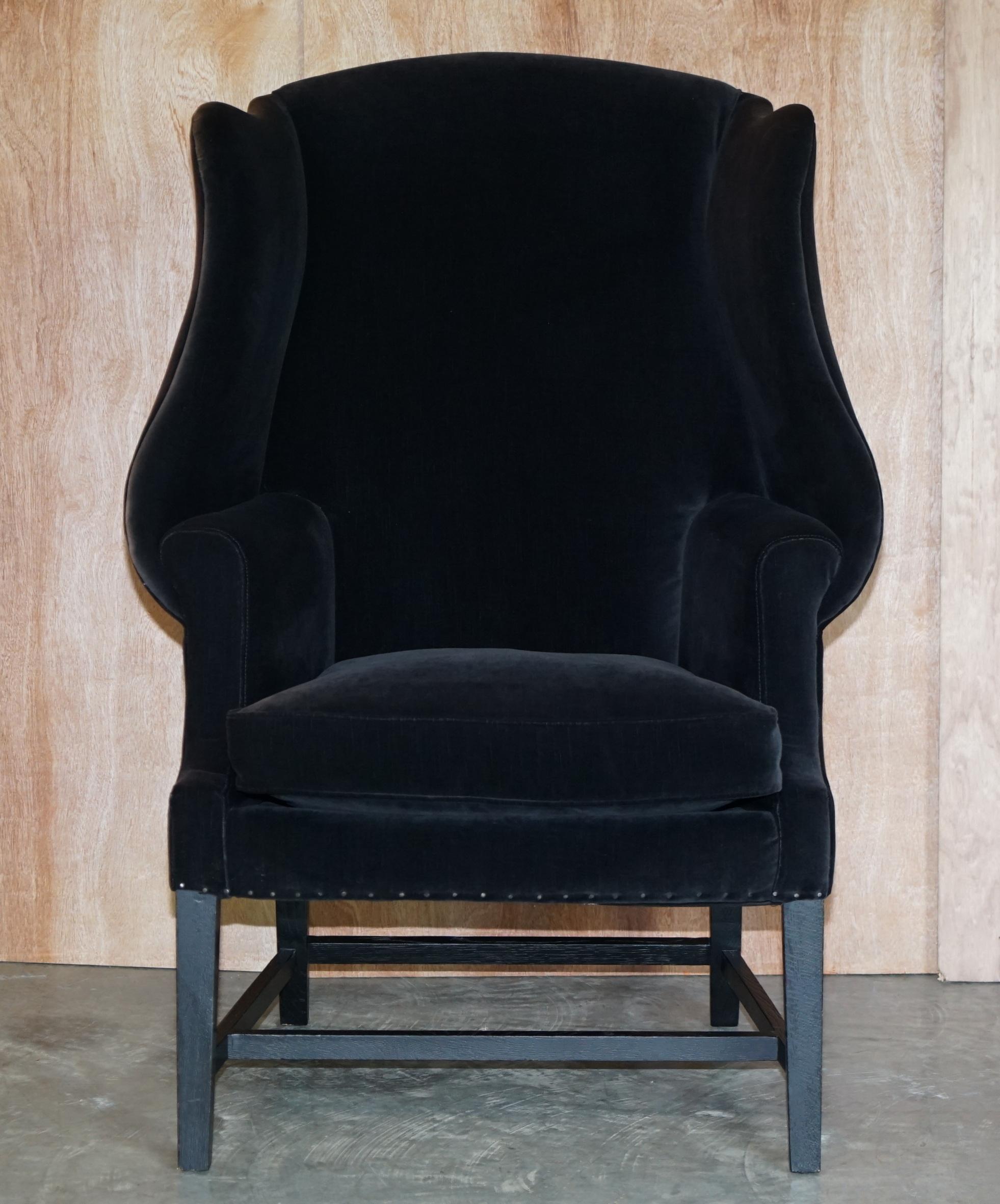 black velvet wingback chair