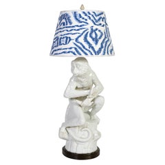 Pair of Vintage Blanc De Chine Monkey Lamps