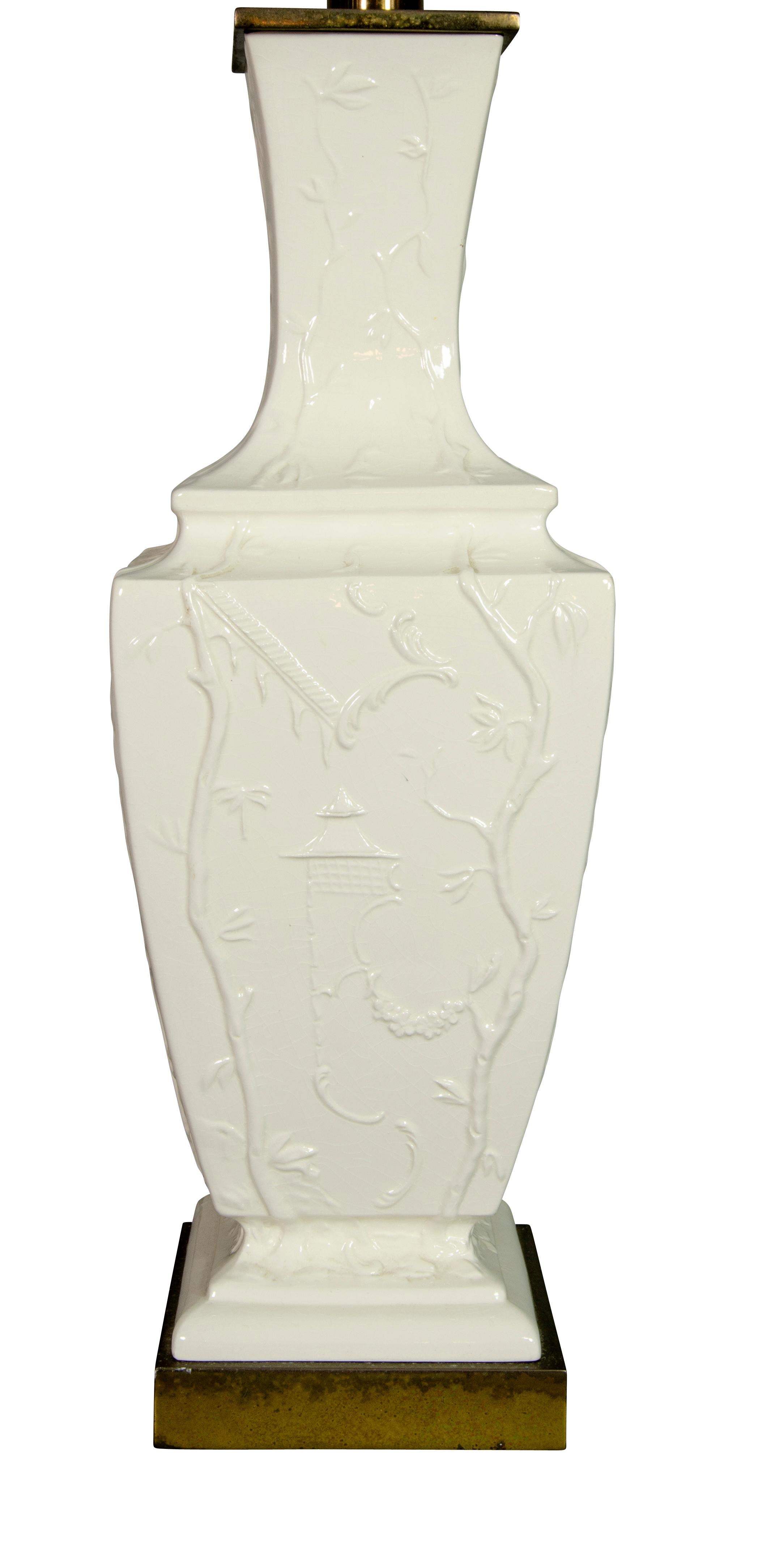 Pair of Vintage Blanc De Chine Pottery Table Lamps 4