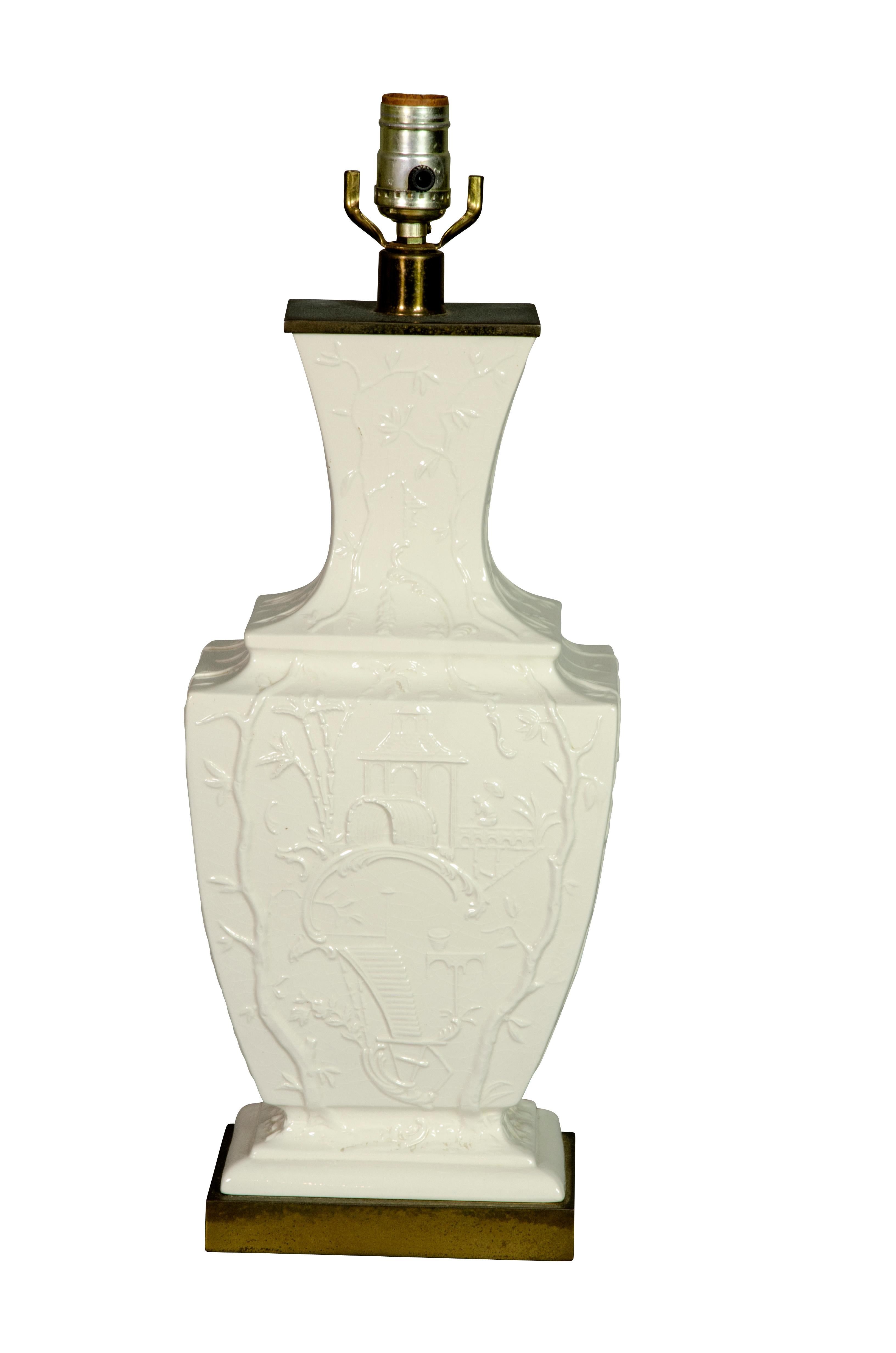 Pair of Vintage Blanc De Chine Pottery Table Lamps 1