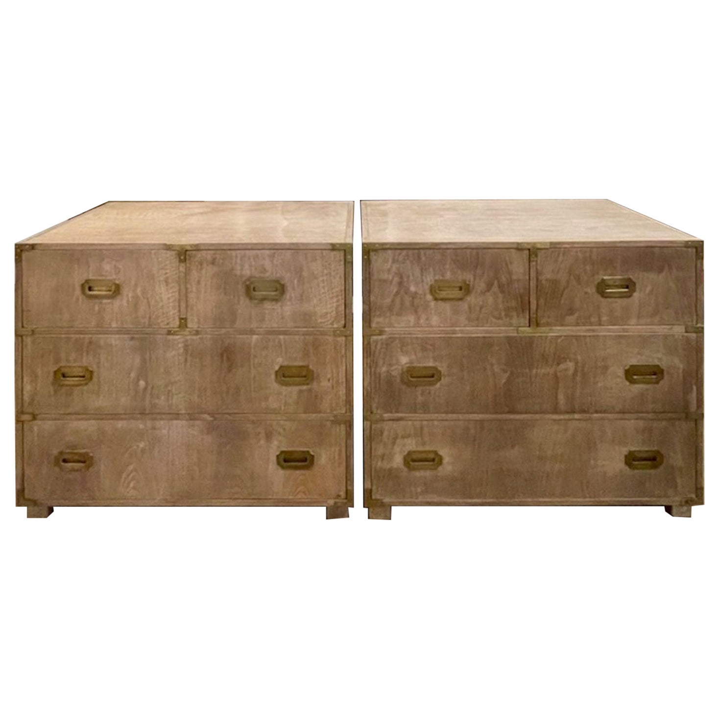 Pair of Vintage Bleached Mahogany Campaign Chests For Sale