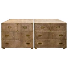 Pair of Vintage Bleached Mahogany Campaign Chests