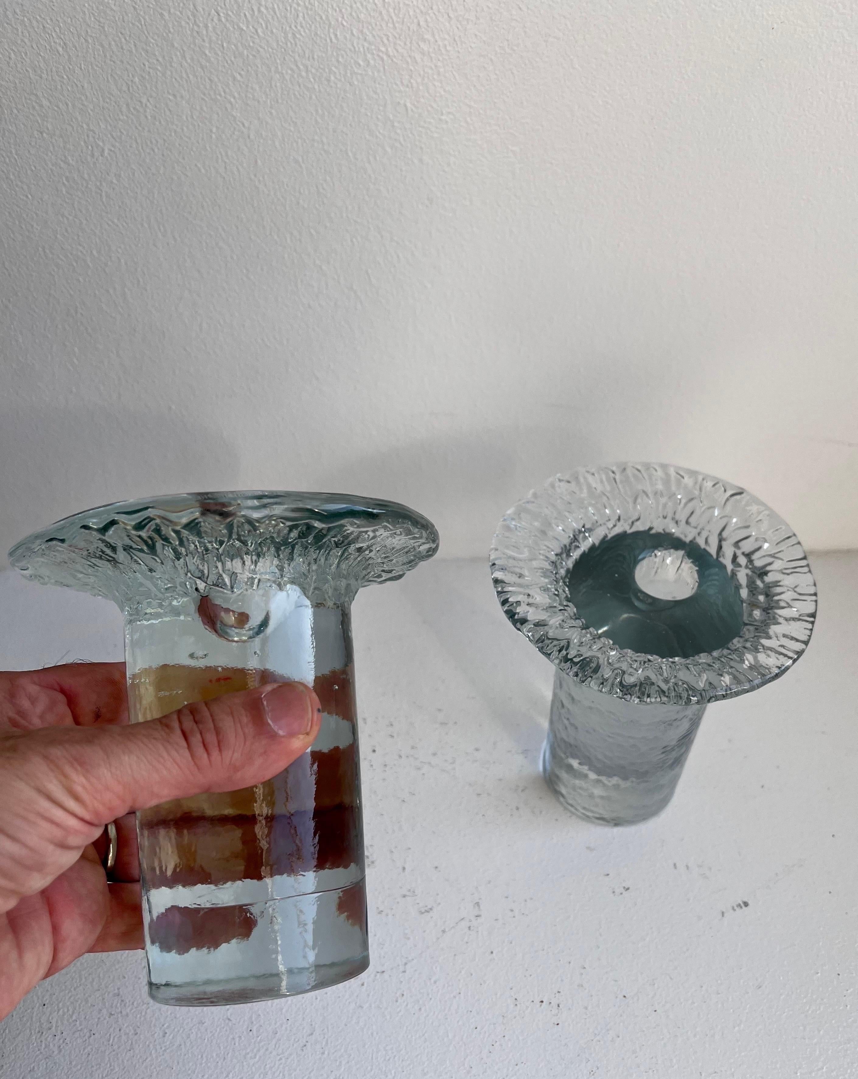 Vetro artistico Coppia di portacandele Blenko d'epoca, circa 1970 in vendita