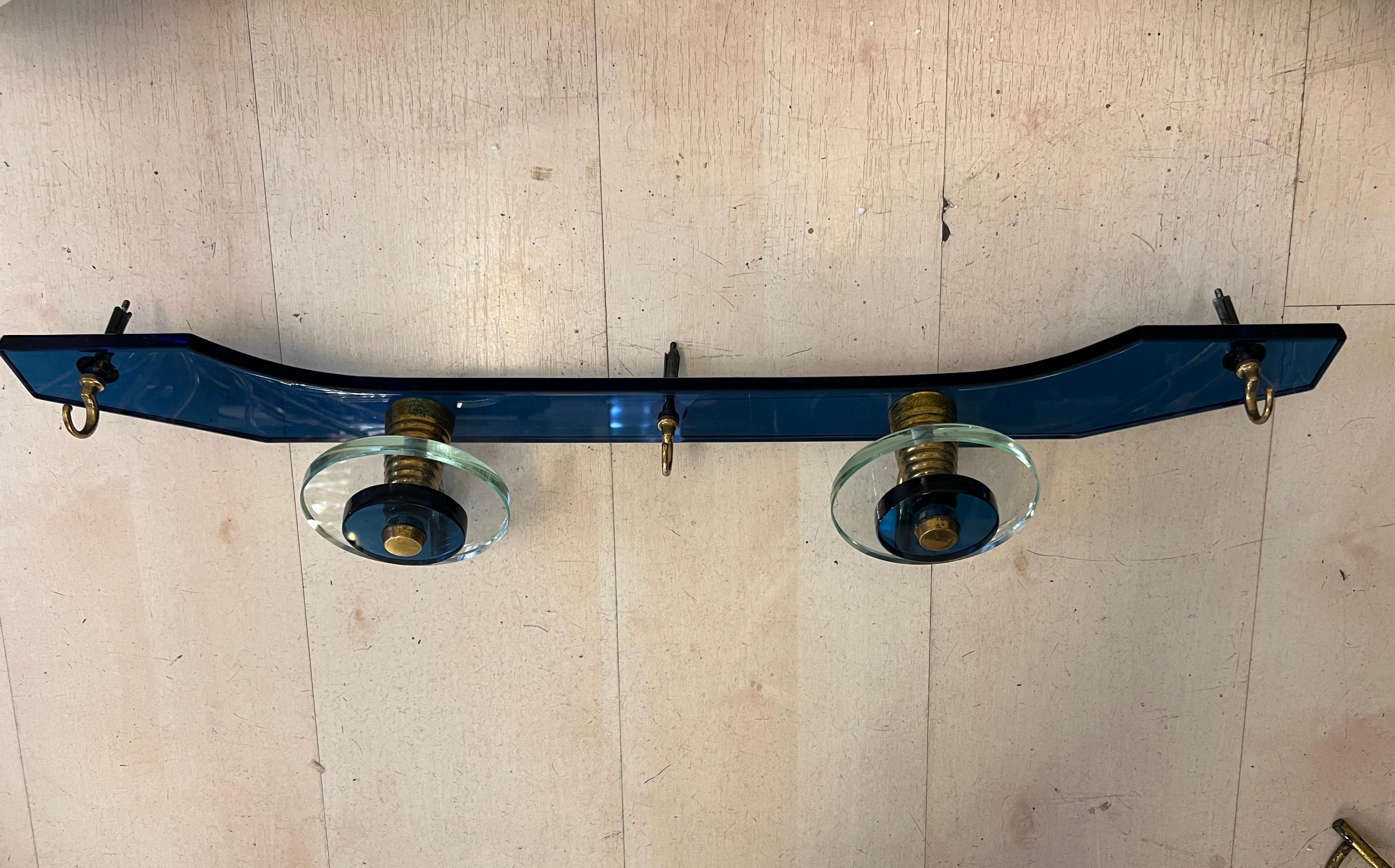 Pair of Vintage Blue and Clear Murano Glass Coat Hangers, 1970s im Angebot 5