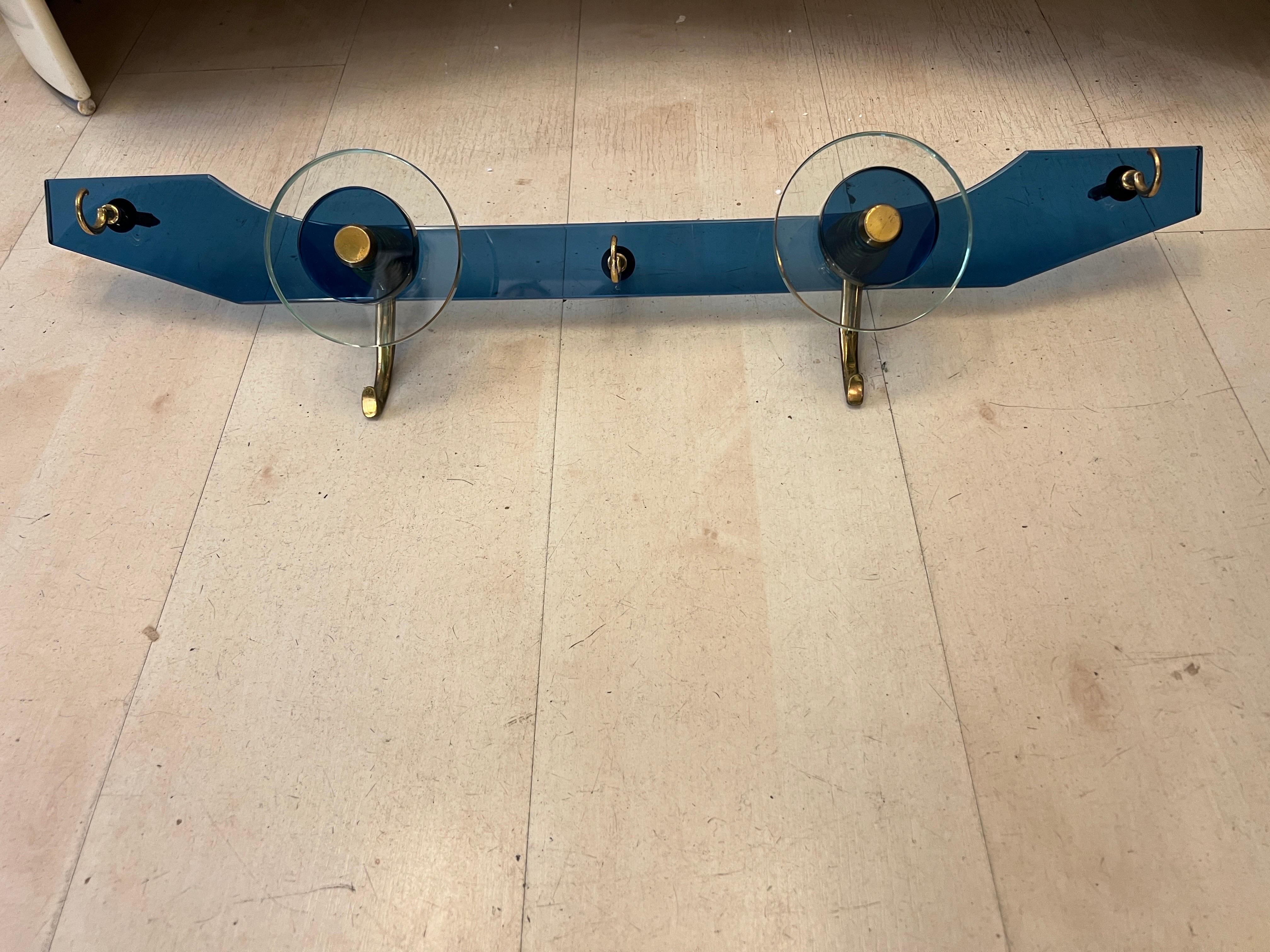 Pair of Vintage Blue and Clear Murano Glass Coat Hangers, 1970s im Angebot 6