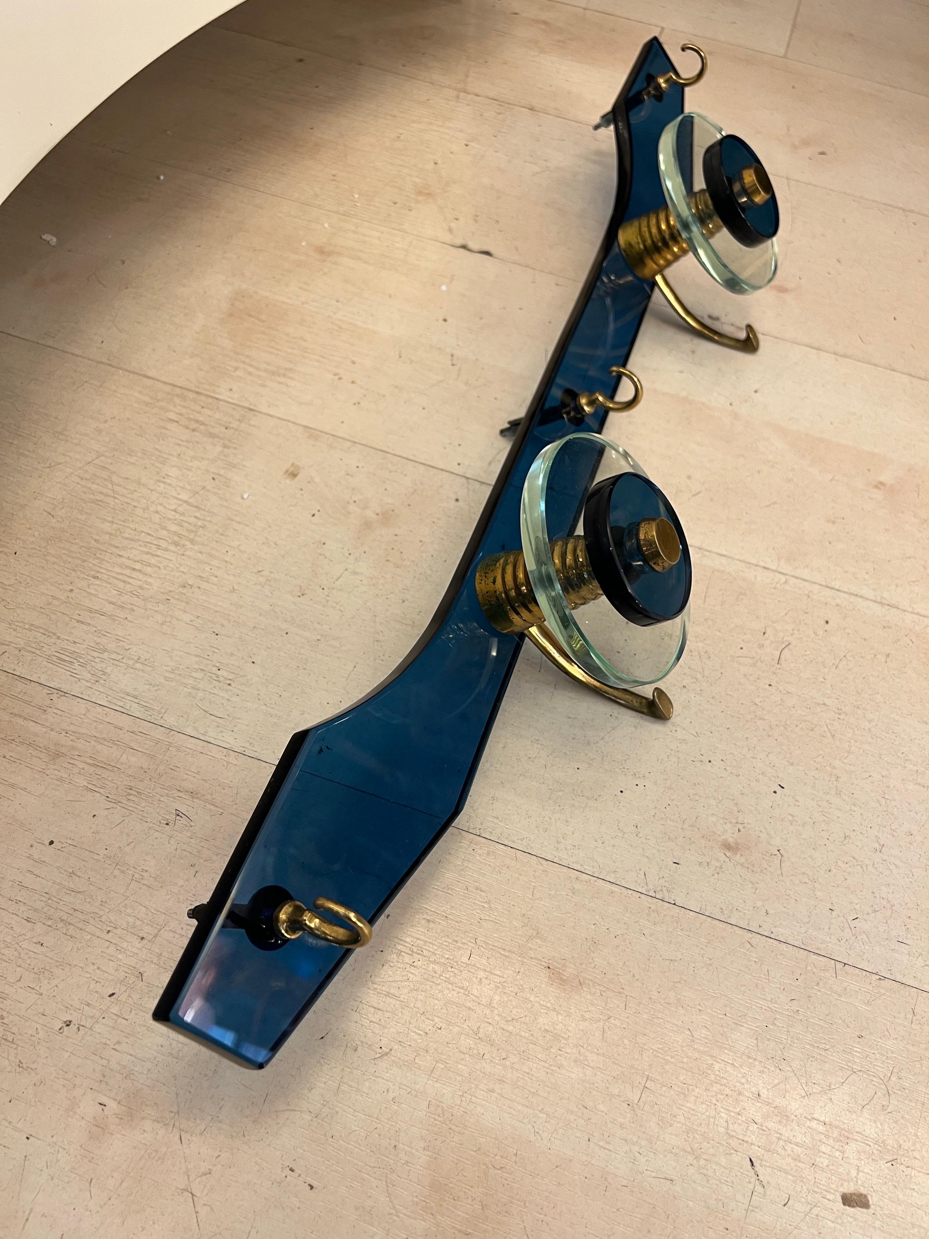 Pair of Vintage Blue and Clear Murano Glass Coat Hangers, 1970s im Angebot 7