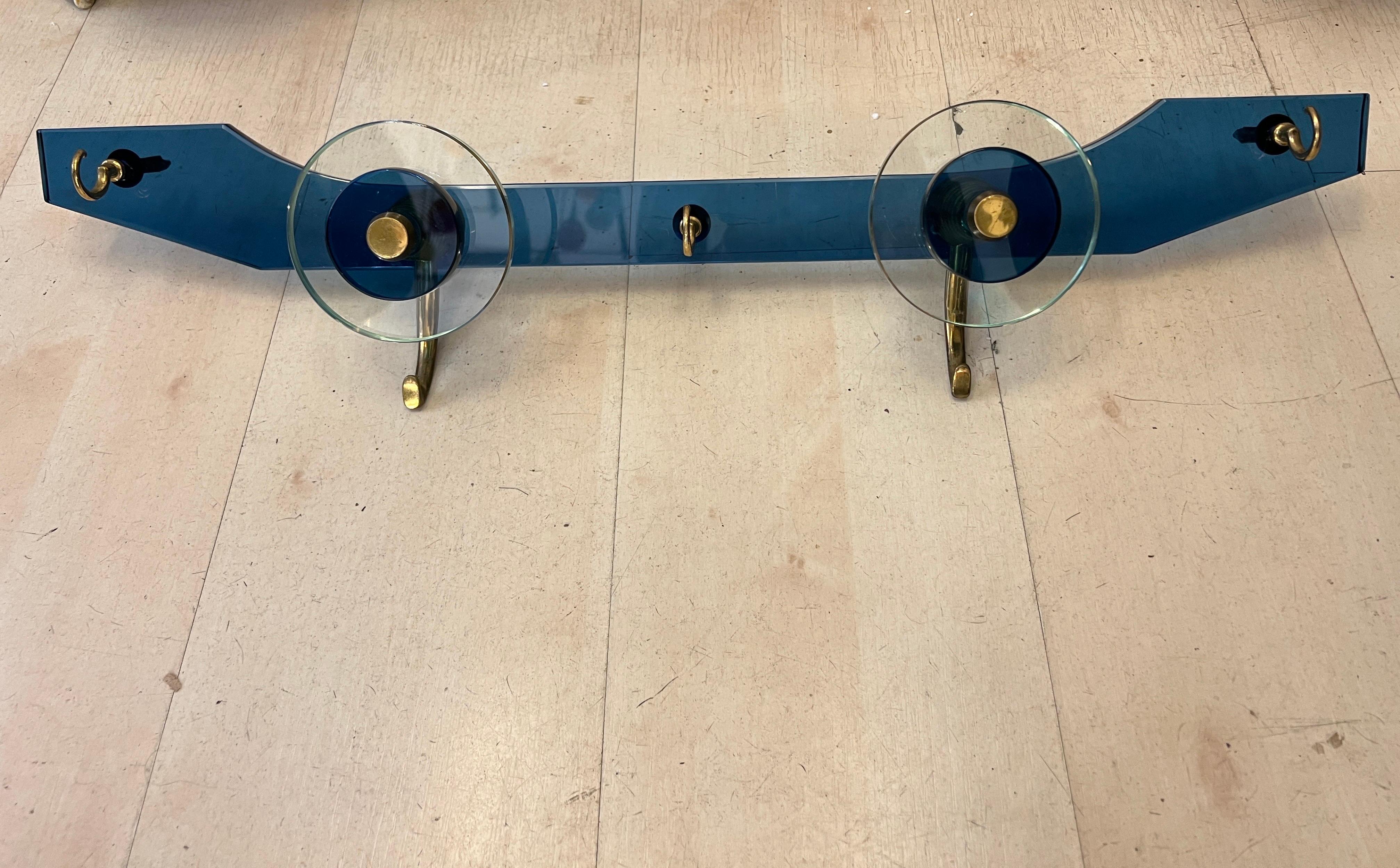Pair of Vintage Blue and Clear Murano Glass Coat Hangers, 1970s im Angebot 1