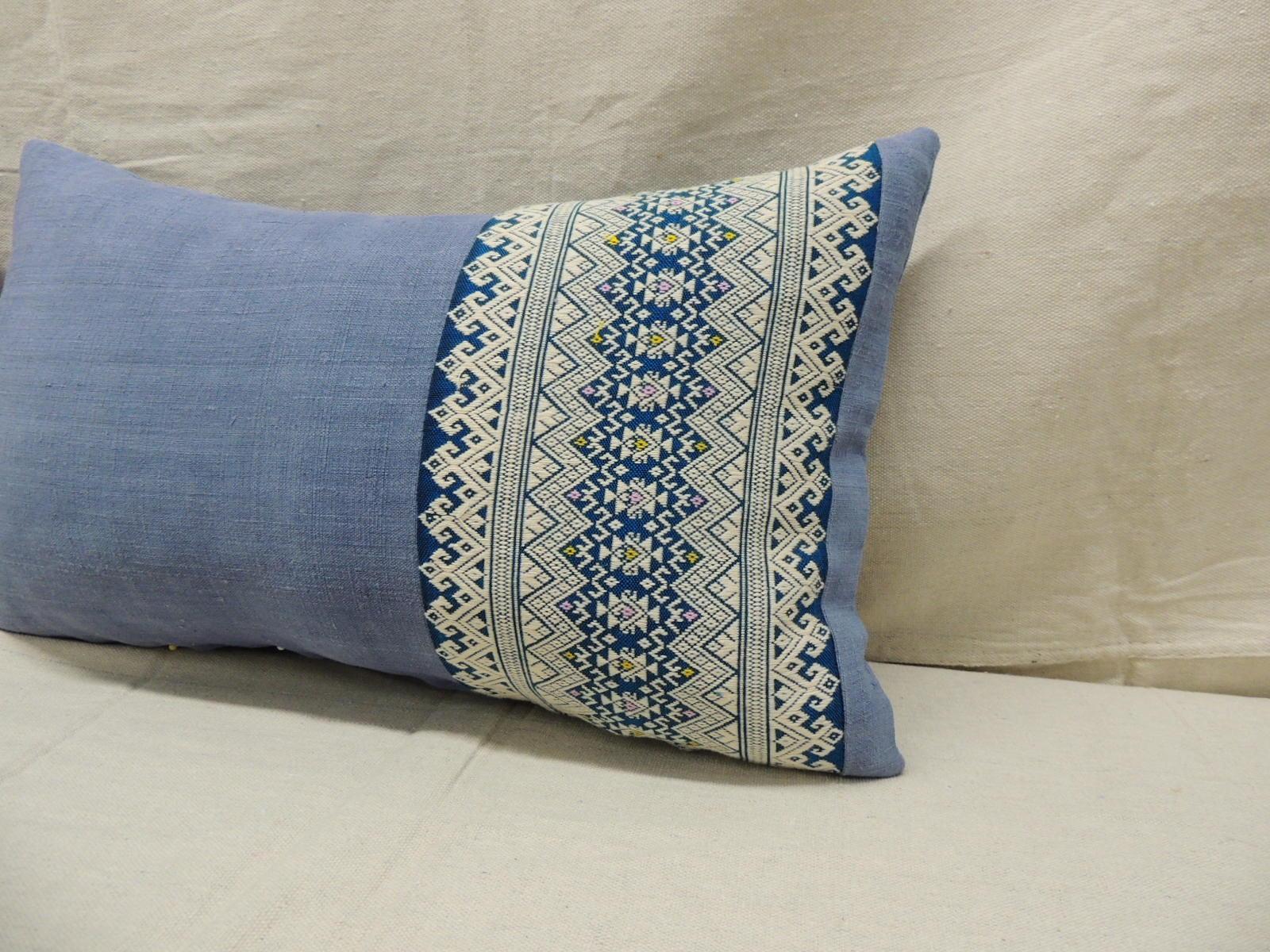 Moorish Pair of Vintage Blue and White Asian Decorative Lumbar Pillows