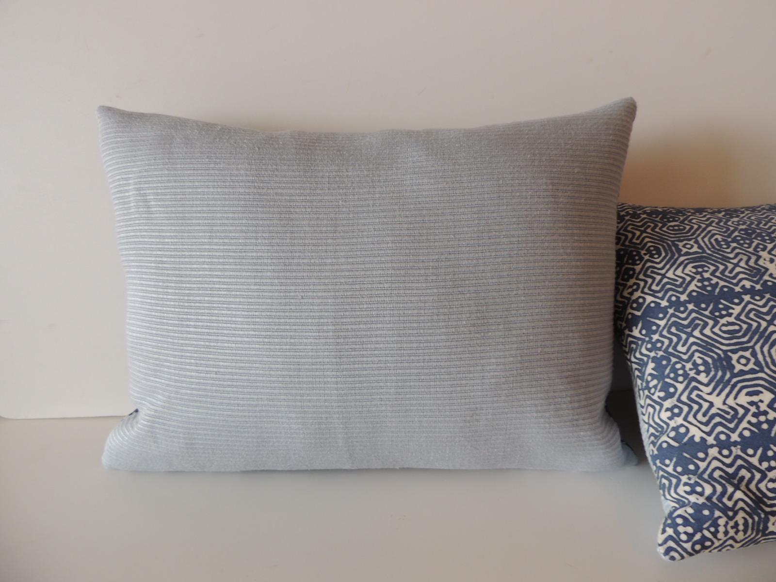 Hand-Crafted Pair of Vintage Blue and White Petite Hand-Blocked Batik Decorative Pillows