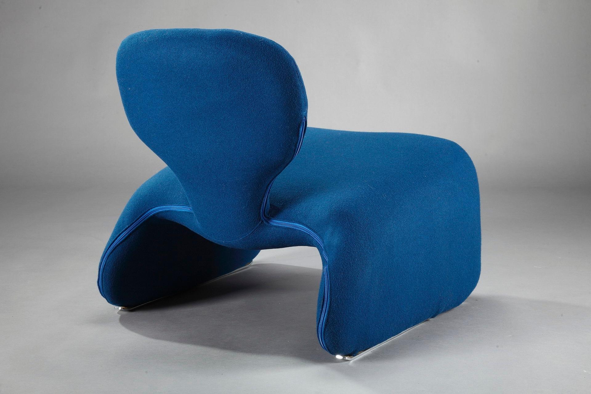 Metal Pair of Vintage Blue Djinn Chairs by Olivier Mourgue for Airborne