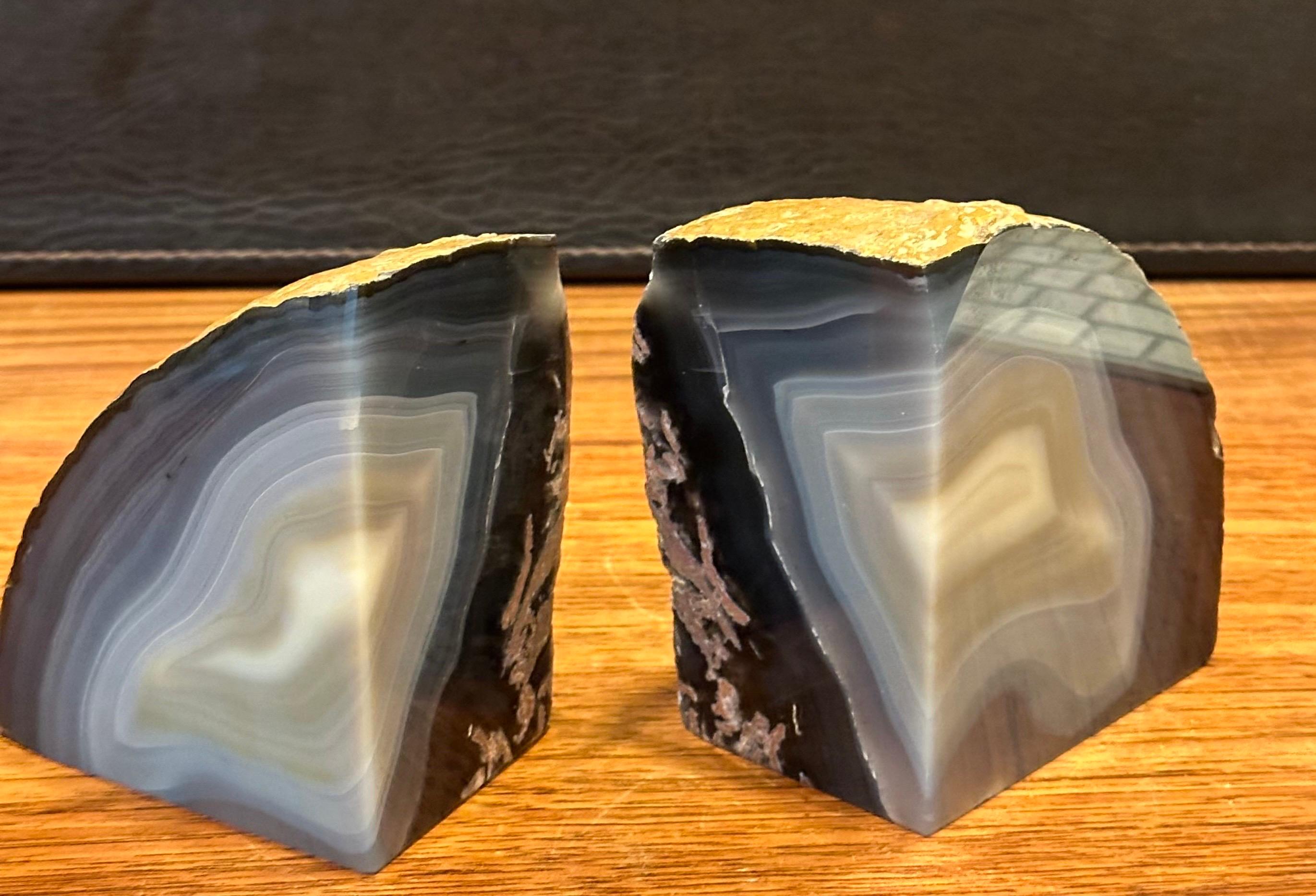 Pair of Vintage Blue Geode Bookends 3