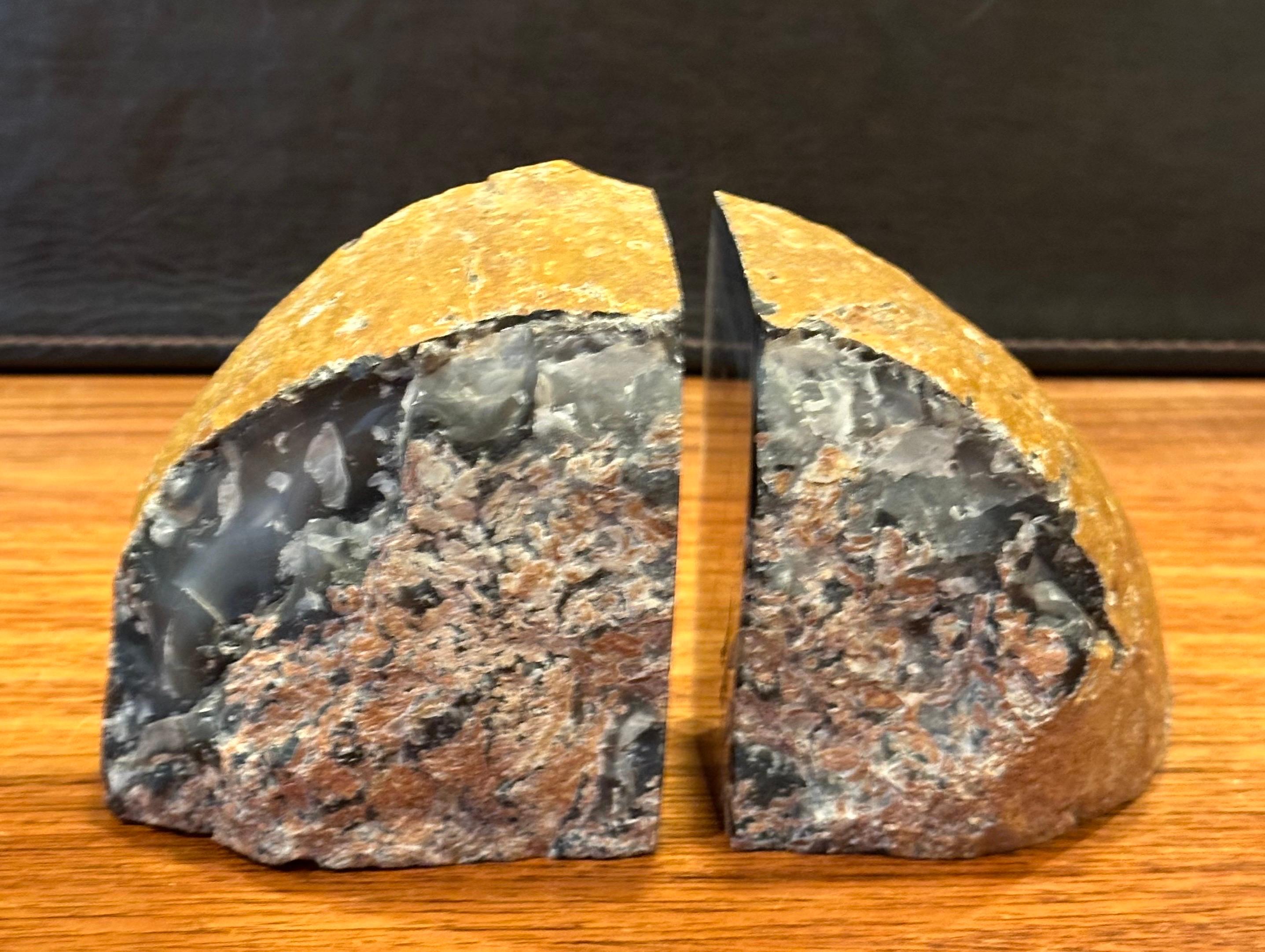Pair of Vintage Blue Geode Bookends 4