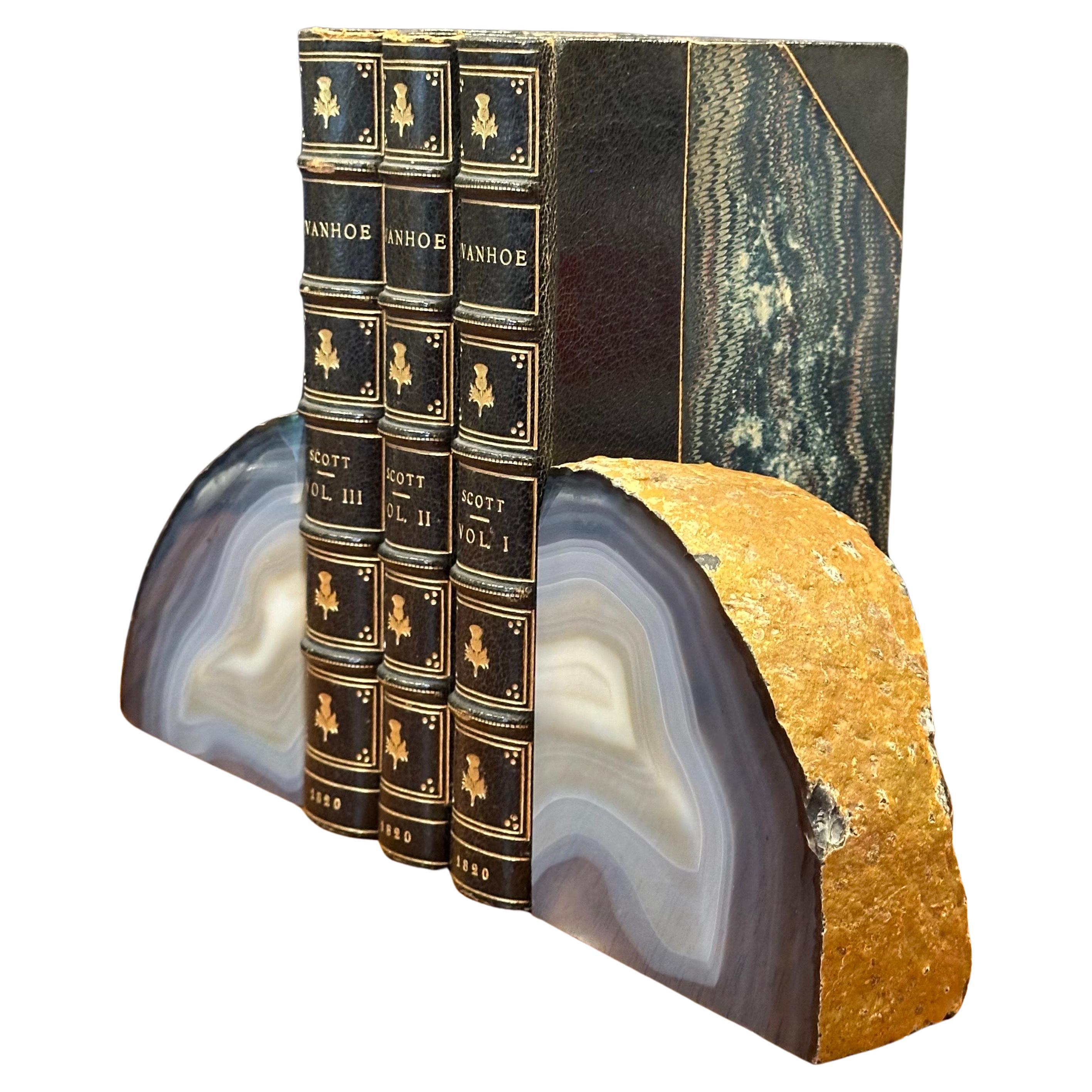 Mid-Century Modern Pair of Vintage Blue Geode Bookends