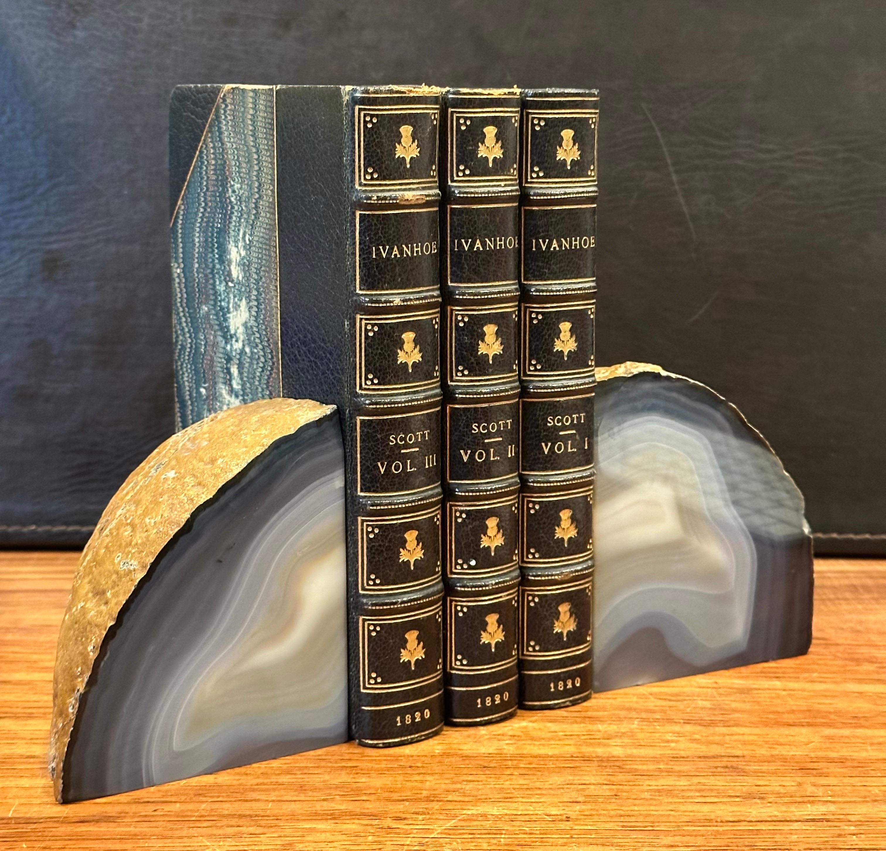 American Pair of Vintage Blue Geode Bookends