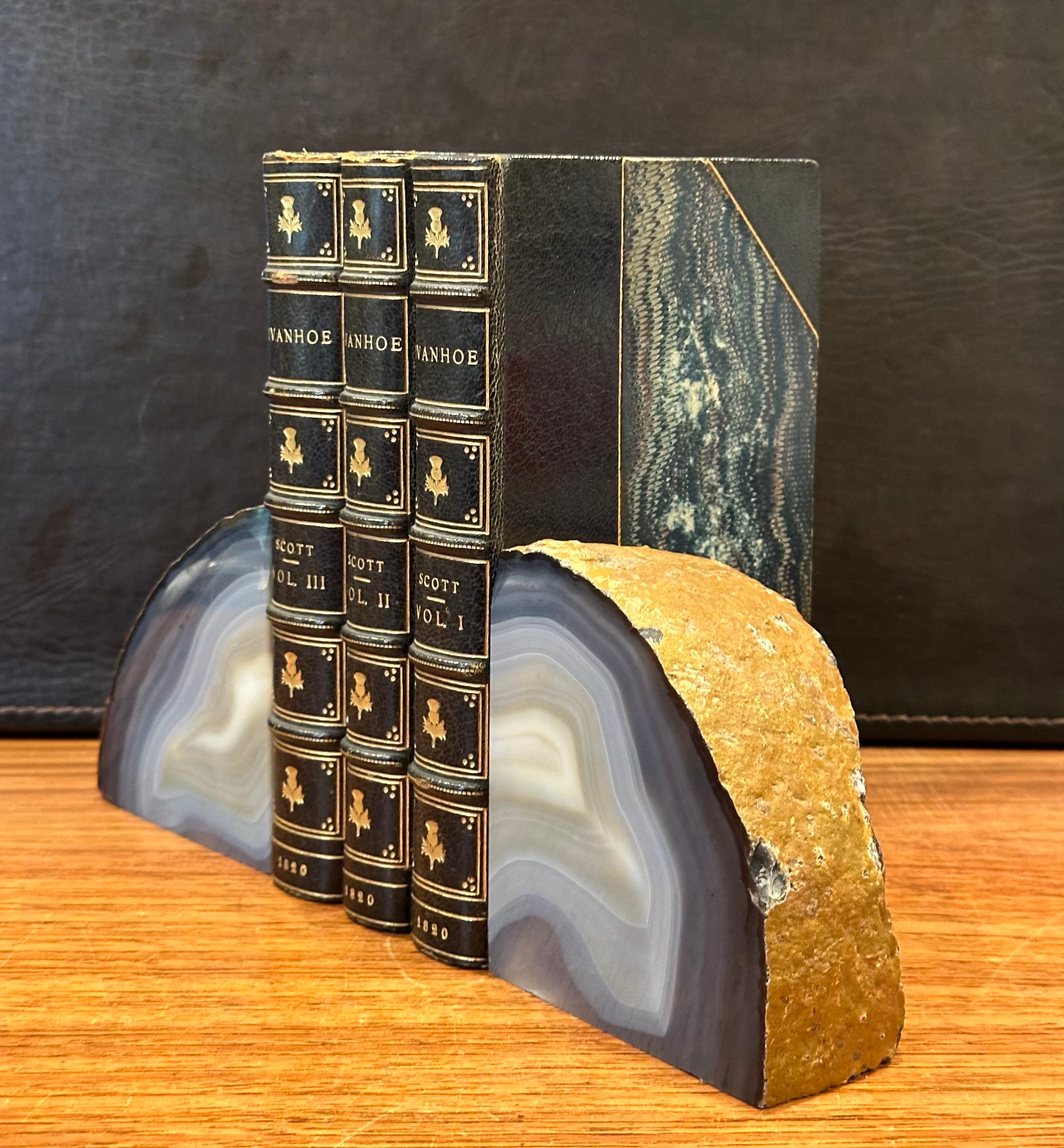 Rock Crystal Pair of Vintage Blue Geode Bookends