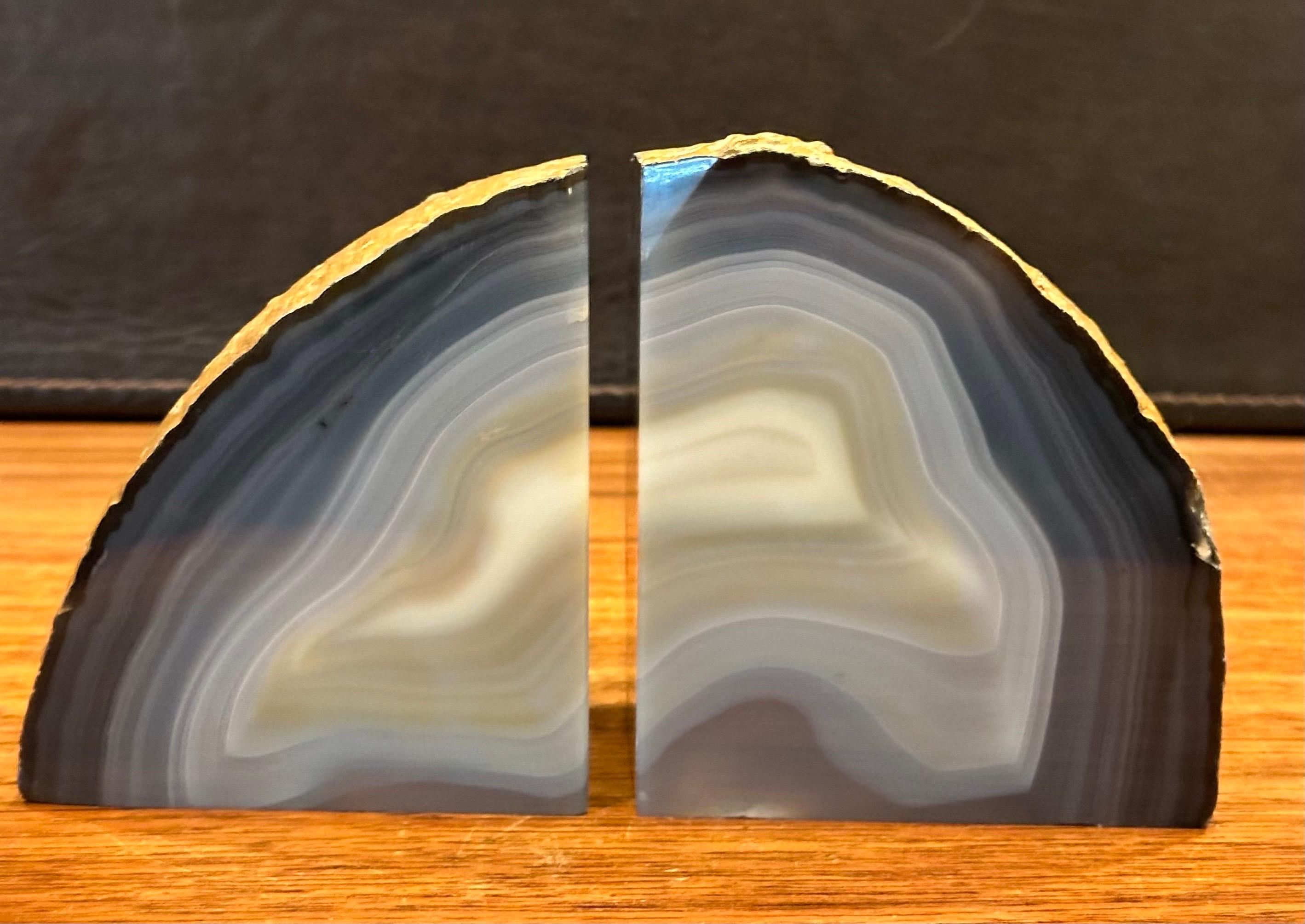 Pair of Vintage Blue Geode Bookends 1