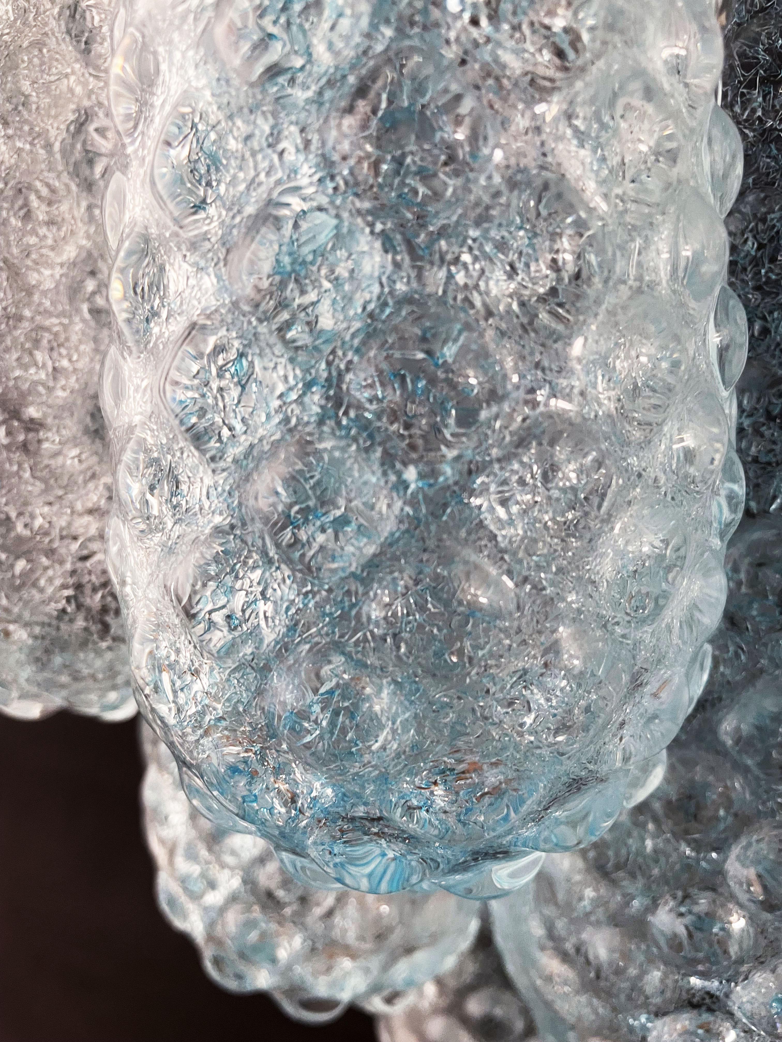 Paar vintage blaue Glasblütenblätter Tropfen Wandleuchter im Angebot 6
