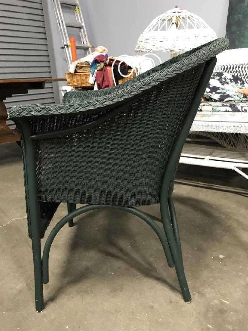 Pair of Vintage Blue-Green Wicker Armchairs In Good Condition In Sheffield, MA