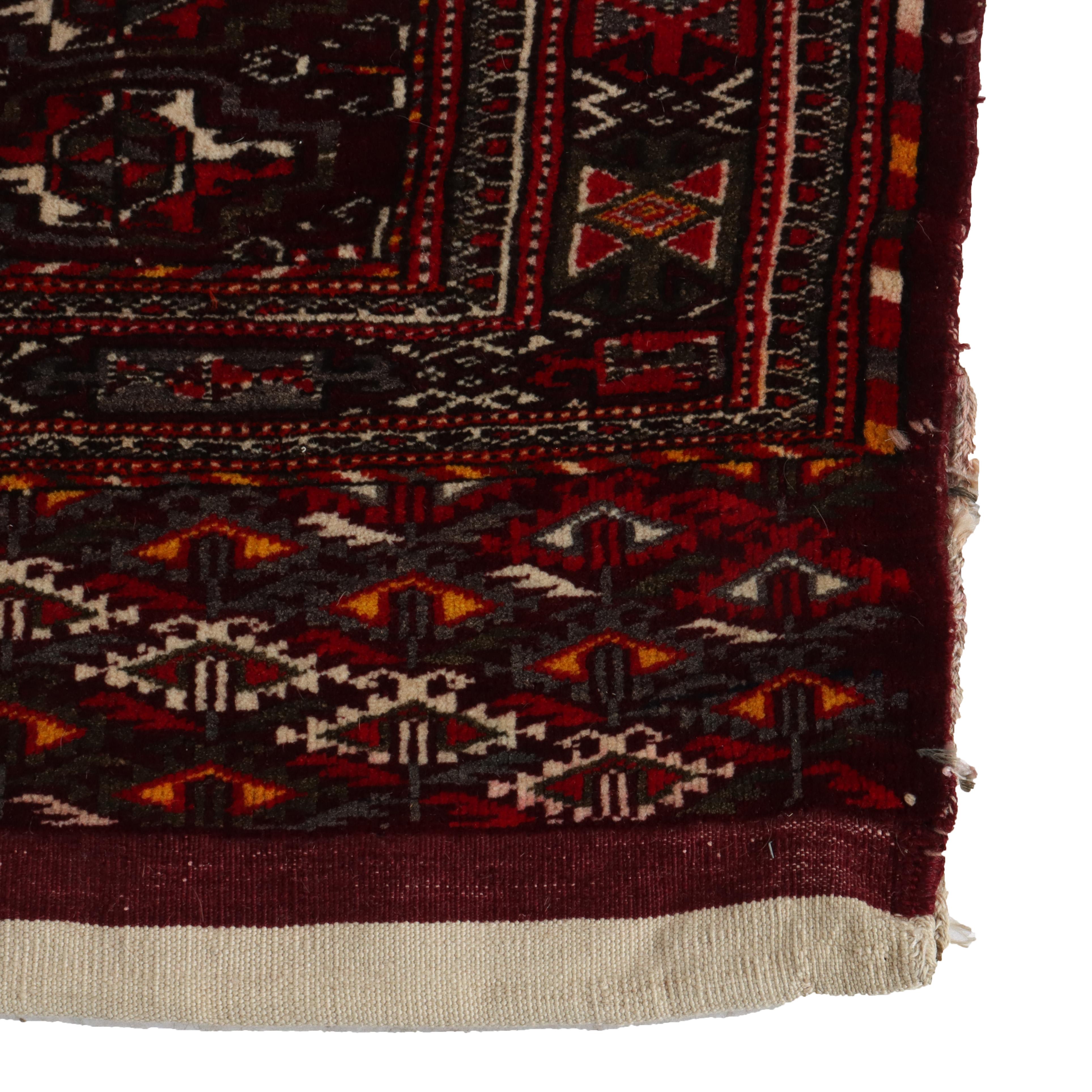 Coppia di tappeti vintage Bokhara Yamut Cuval Large Bag Face C1950 in vendita 1