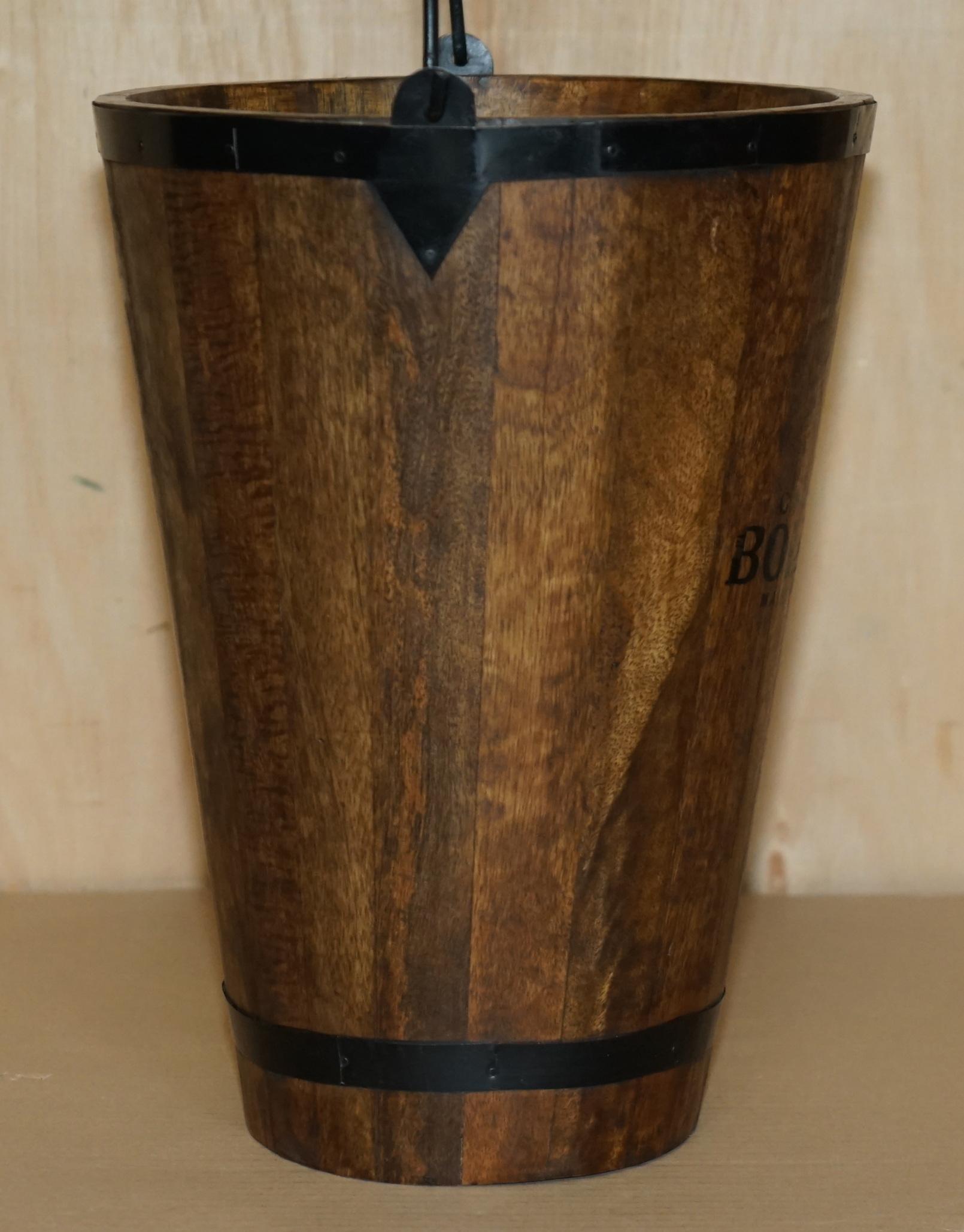 PAIR OF VINTAGE BOLLINGER CHAMPAGNE LOG BIN WOOD COAL PLATE OR PEAT BUCKETs For Sale 3