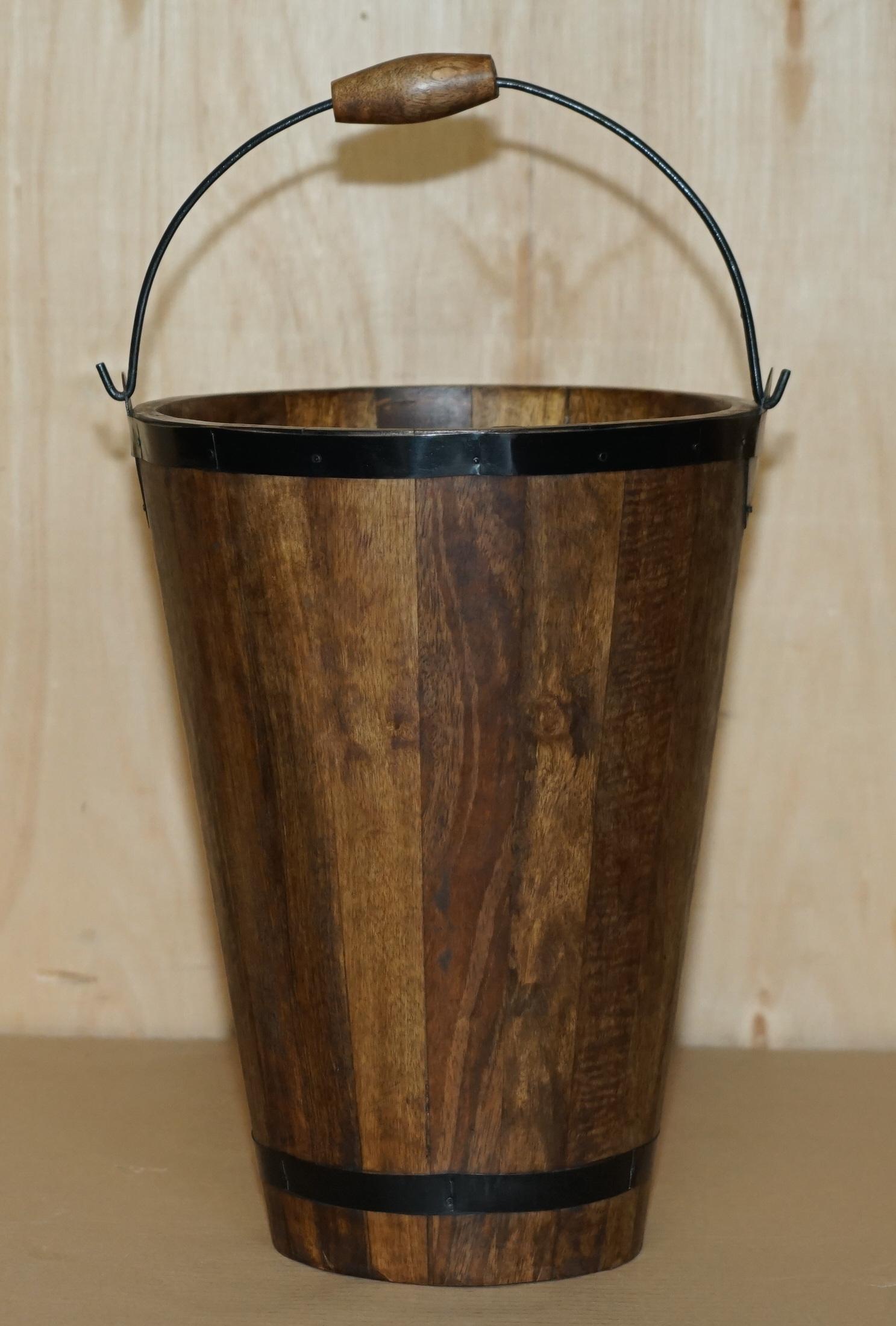 PAIR OF VINTAGE BOLLINGER CHAMPAGNE LOG BIN WOOD COAL PLATE OR PEAT BUCKETs For Sale 4