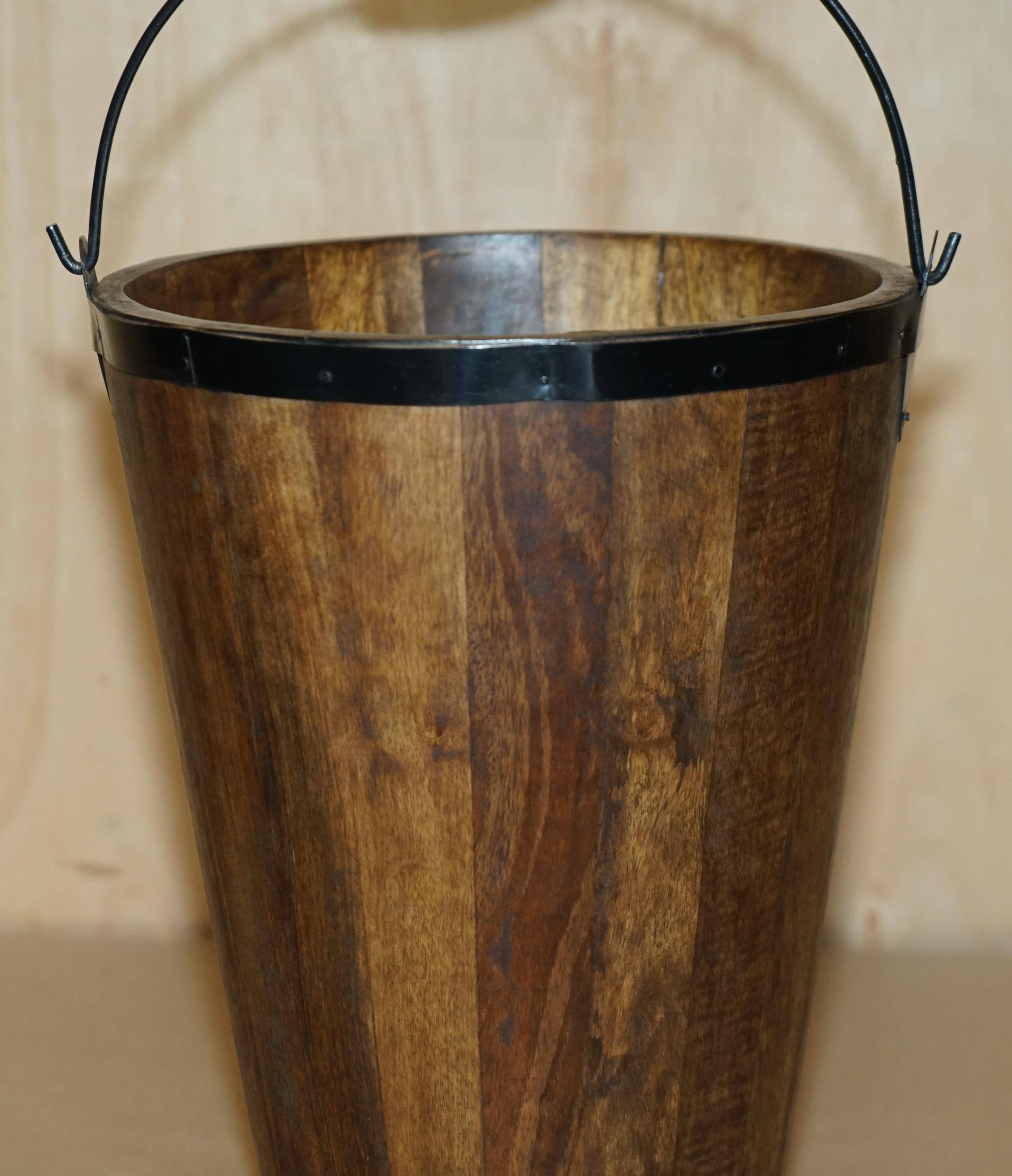 PAIR OF VINTAGE BOLLINGER CHAMPAGNE LOG BIN WOOD COAL PLATE OR PEAT BUCKETs For Sale 5