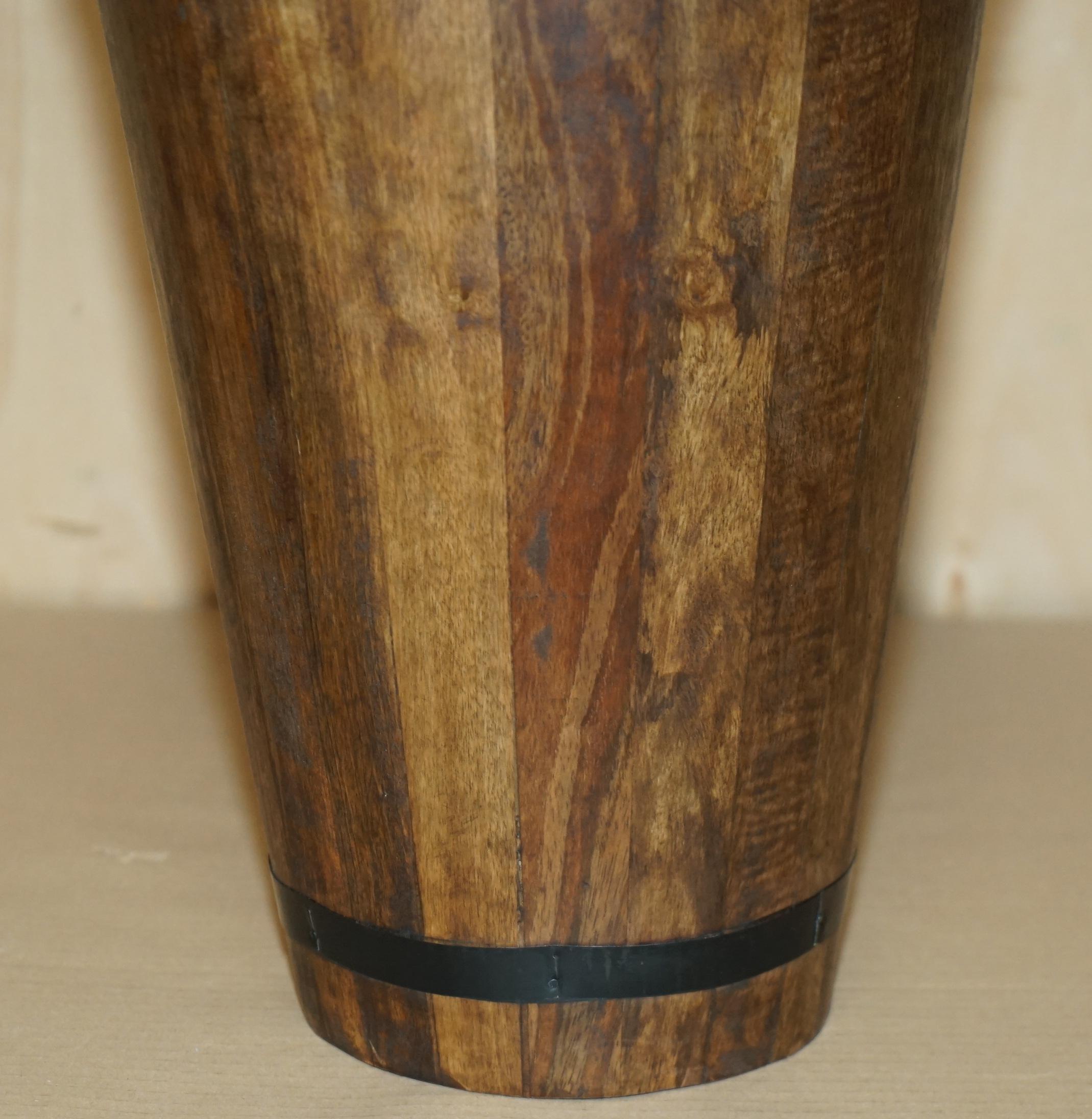 PAIR OF VINTAGE BOLLINGER CHAMPAGNE LOG BIN WOOD COAL PLATE OR PEAT BUCKETs For Sale 6