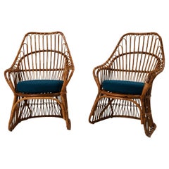 Pair of Used Bonacina Rattan Chairs