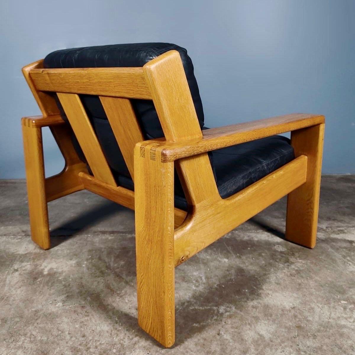 Pair Of Vintage Bonanza Black Leather Armchairs By Esko Pajamies For Asko 1