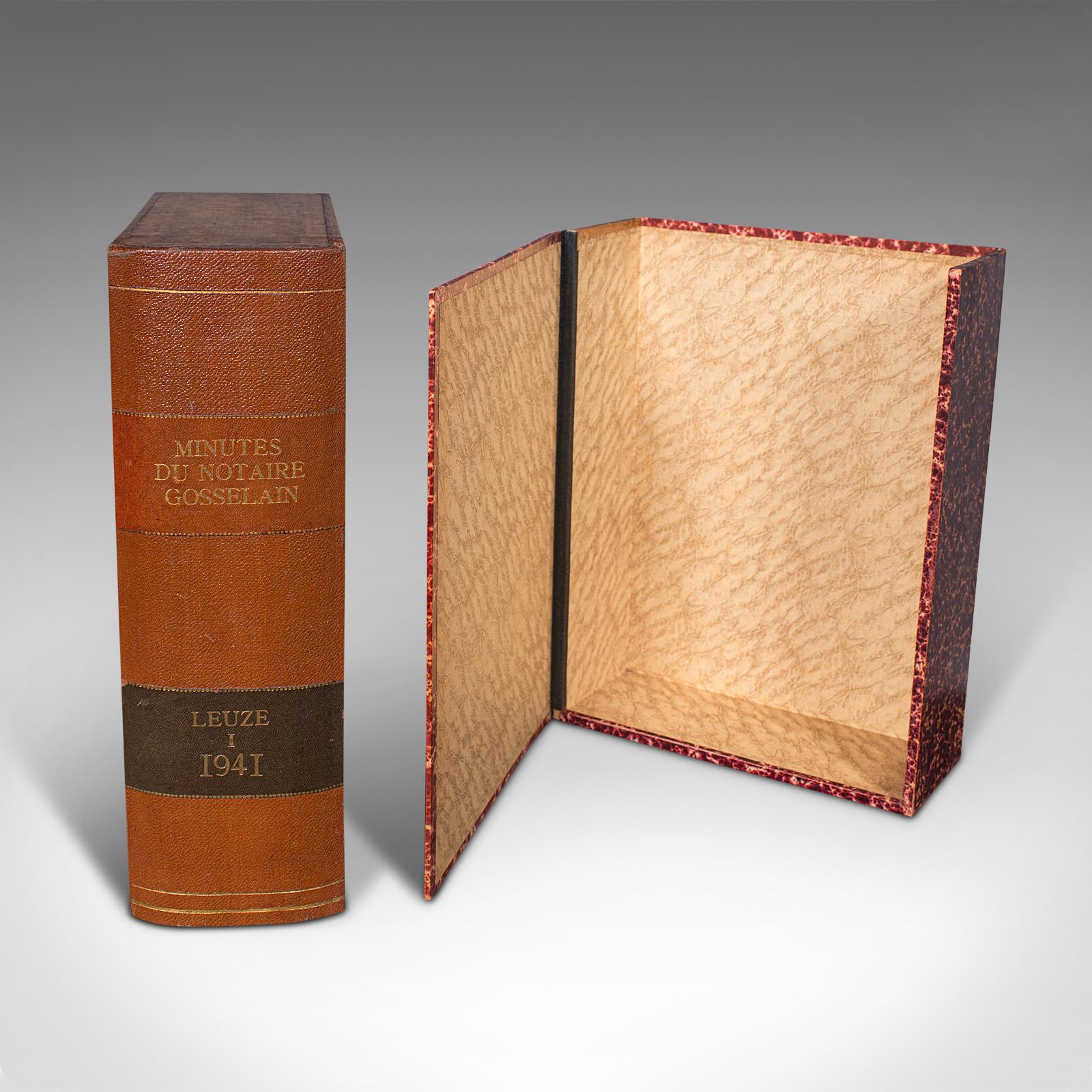 Pair of Vintage Book Boxes, English, Leatherbound, Secret Safe, Folio, Storage 1