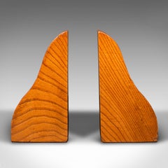 Pair of Vintage Bookends, English, Oak, Decorative Book Rest, Mid-20th Century