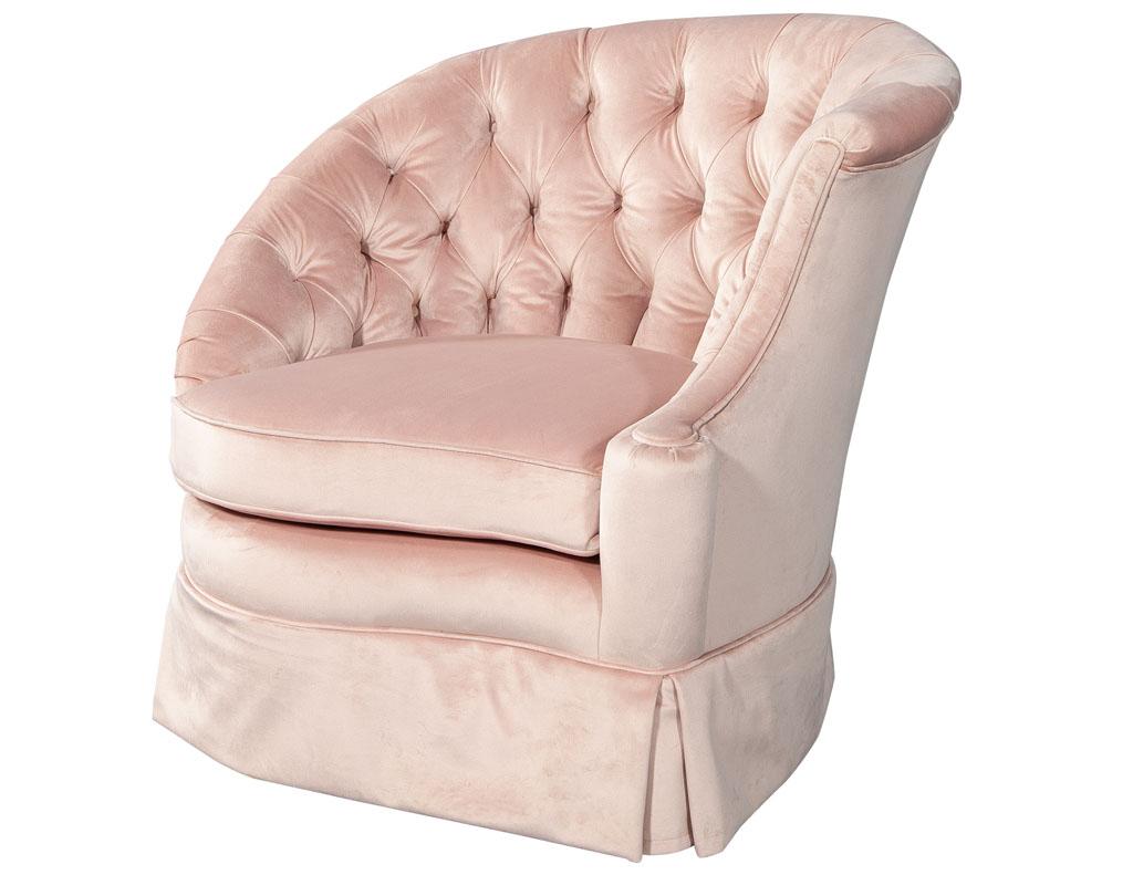 Mid-Century Modern Pair of Vintage Boudoir Rose Velvet Lounge Chairs