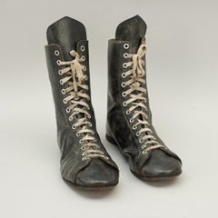 Pair of Vintage Boxing Boots in Black Leather