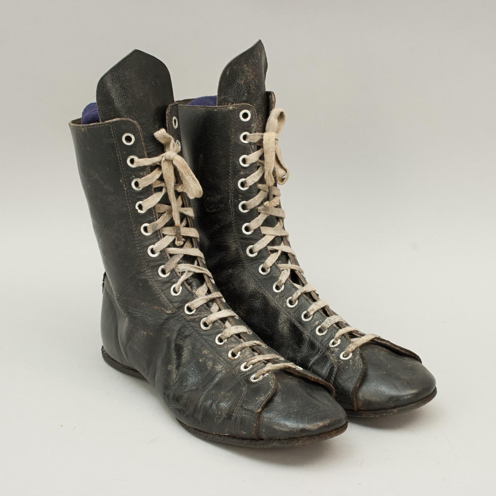 Vintage Boxing Boots in Black Leather 