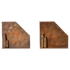 Pair of Vintage Brass and Copper Trench Art Bookends