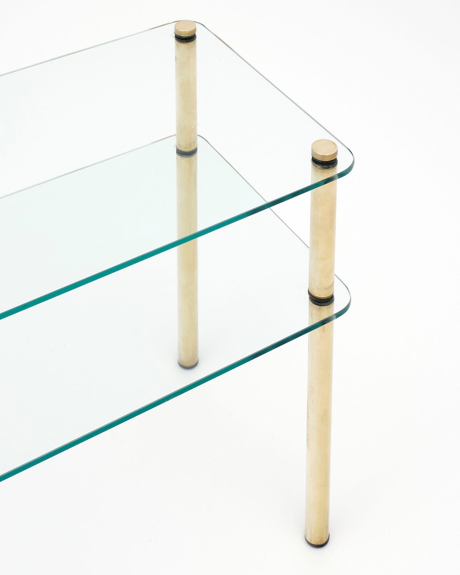 Italian Pair of Vintage Brass and Glass Side Tables