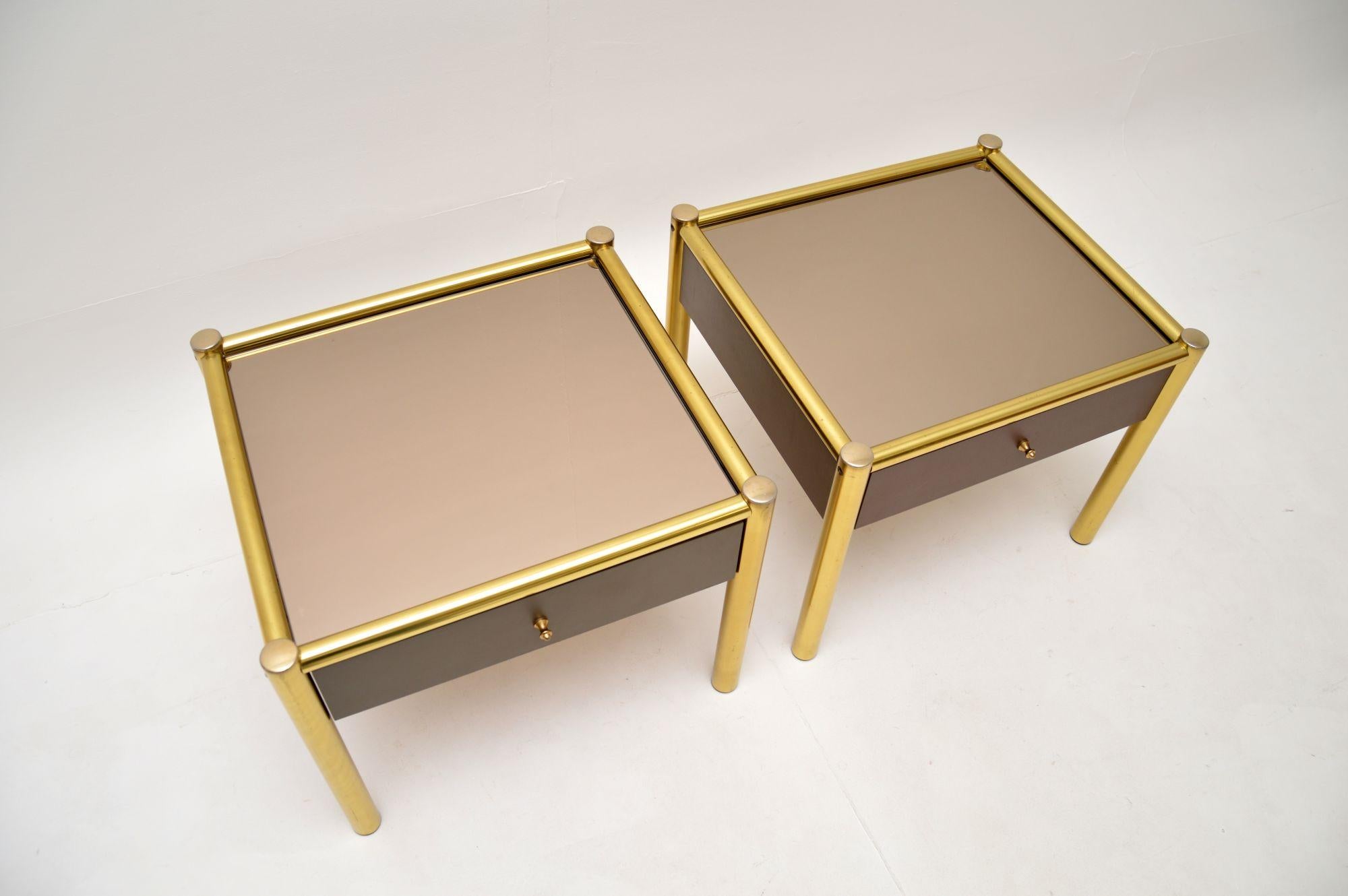 Pair of Vintage Brass and Glass Side Tables For Sale 2