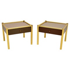 Pair of Retro Brass and Glass Side Tables
