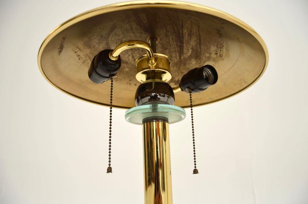Late 20th Century Pair of Vintage Brass and Glass Table Lamps For Sale
