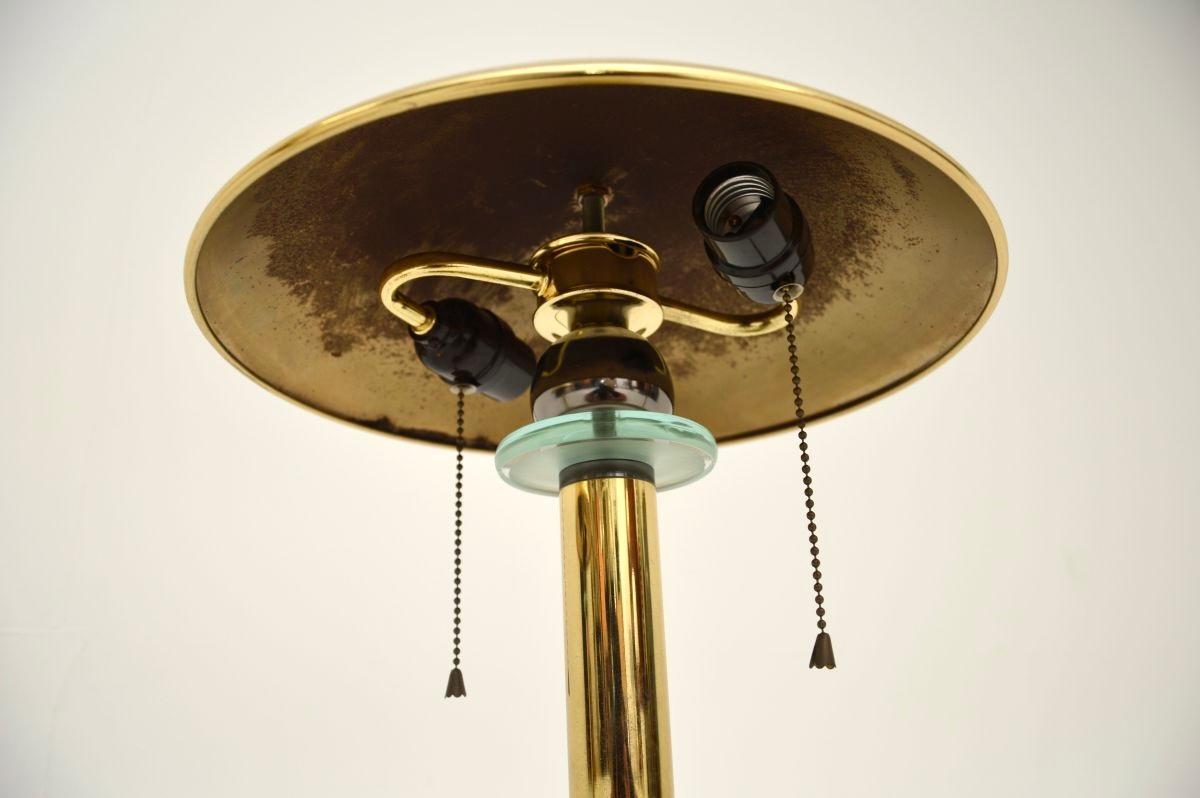 Pair of Vintage Brass and Glass Table Lamps For Sale 1