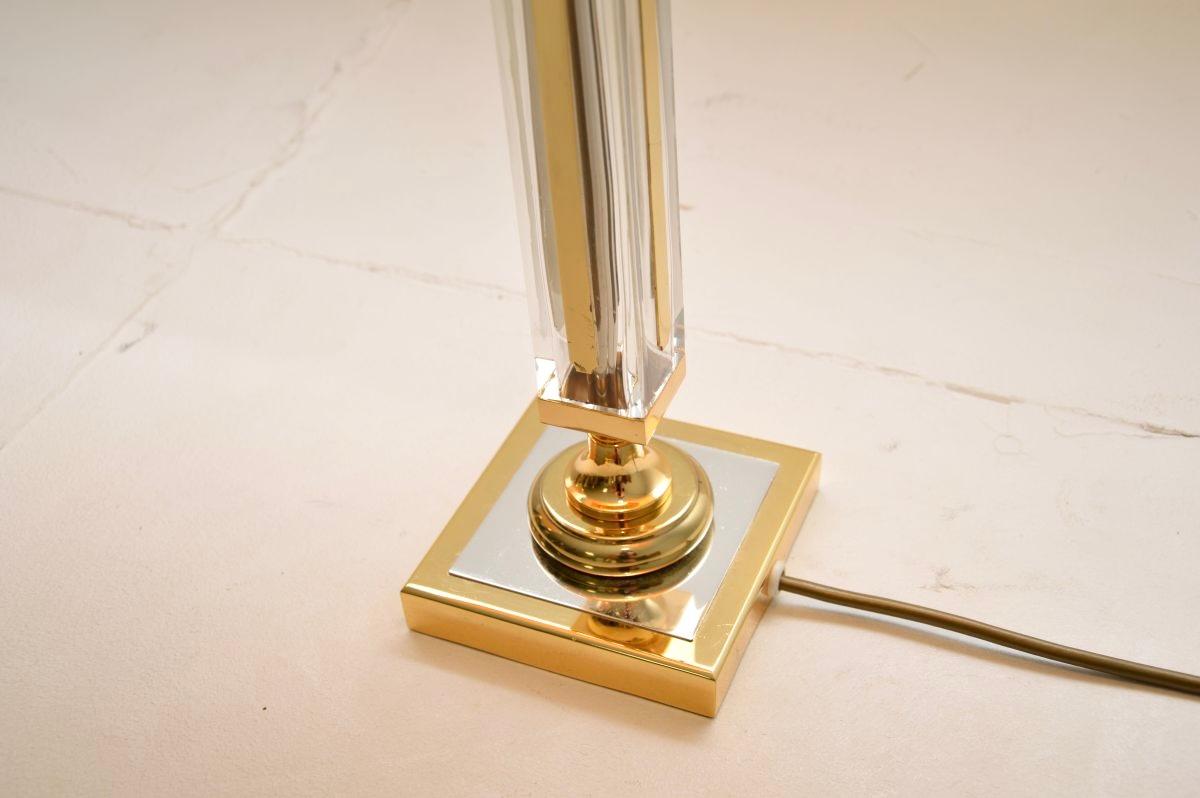 Pair of Vintage Brass and Glass Table Lamps For Sale 1