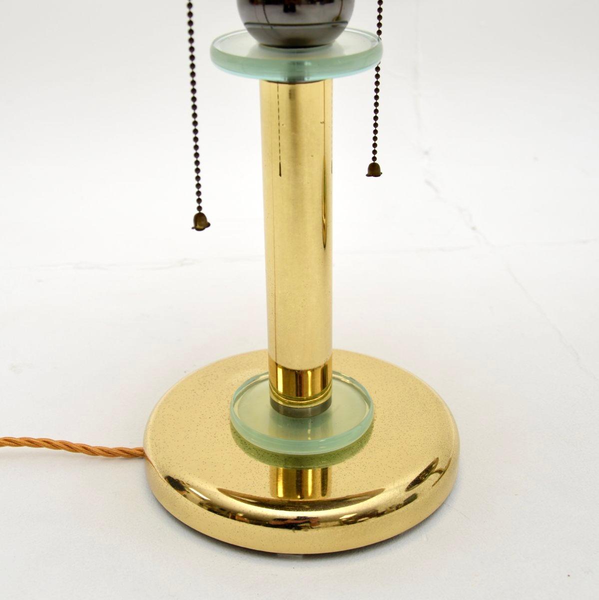 Pair of Vintage Brass and Glass Table Lamps For Sale 2