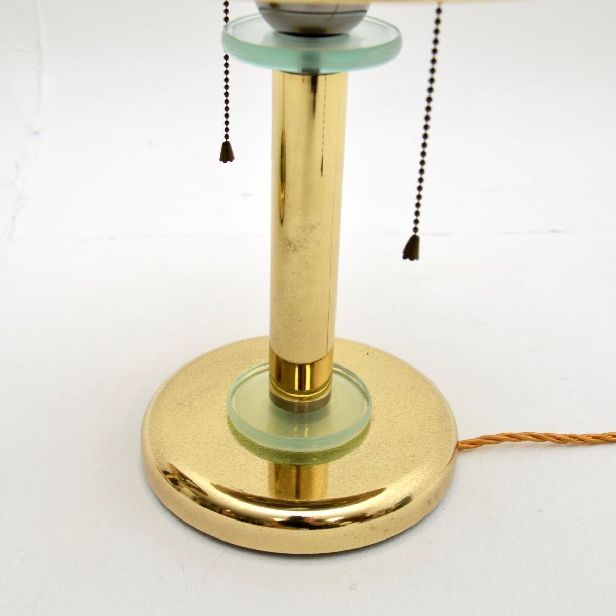 Pair of Vintage Brass and Glass Table Lamps For Sale 3