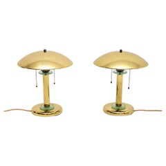 Pair of Vintage Brass and Glass Table Lamps