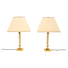 Pair of Vintage Brass and Glass Table Lamps