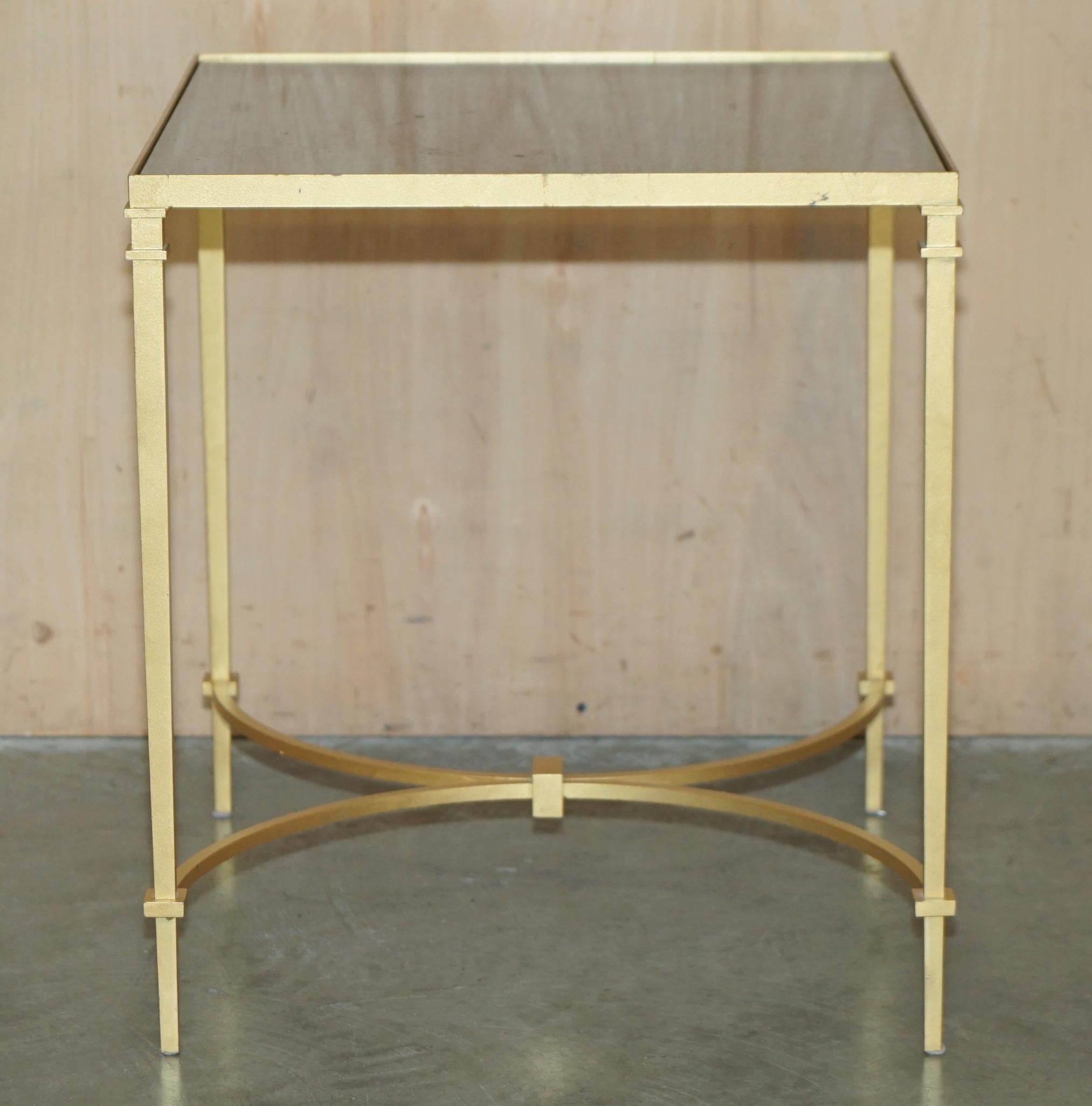 PAIR OF VINTAGE BRASS AND ITALIAN MARBLE SIDE TABLES WITH ORNATELY CASTS BASEs For Sale 8